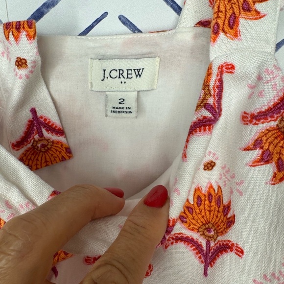 J.Crew Linen Dress Ruffle Straps Loose Fit Size 2 - Picture 9 of 9